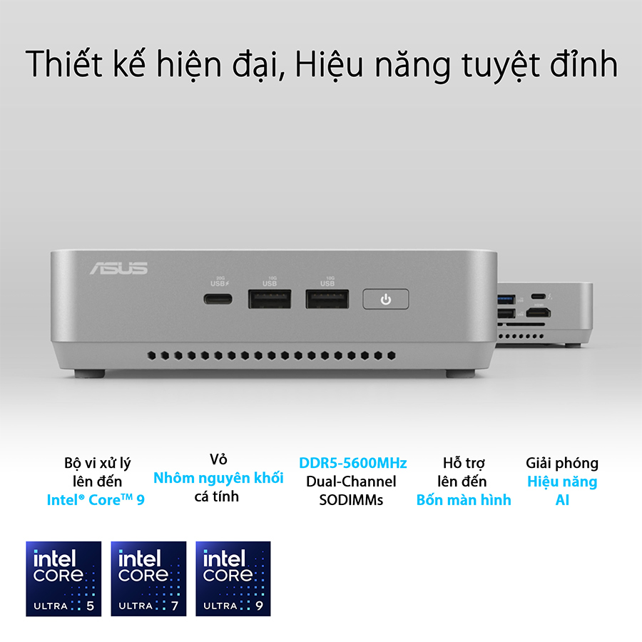 PC Mini Asus NUC 14 Pro Plus RNUC14RVSU500001I ( Ultra 5 125H, Intel Arc Graphics, Wi-Fi 6E AX211, Bluetooth 5.3)