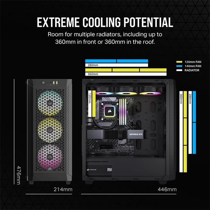 Vỏ Case Corsair 480T RGB Airflow Black CC-9011272-WW