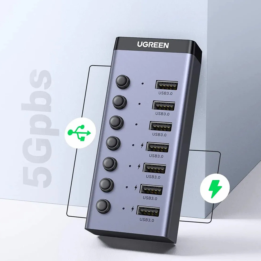 Bộ chia USB Ugreen 90307 (7 cổng USB 3.0, Đen) 