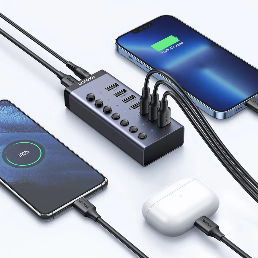 Bộ chia USB Ugreen 90307 (7 cổng USB 3.0, Đen) 