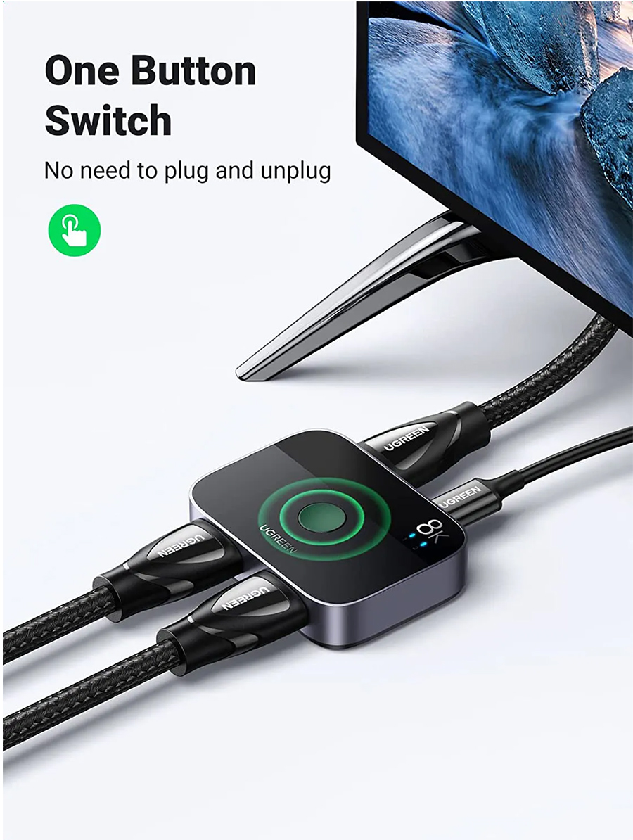 Bộ Gộp HDMI 2.1 Ugreen 90385 (2 In 1 Out, Đen)