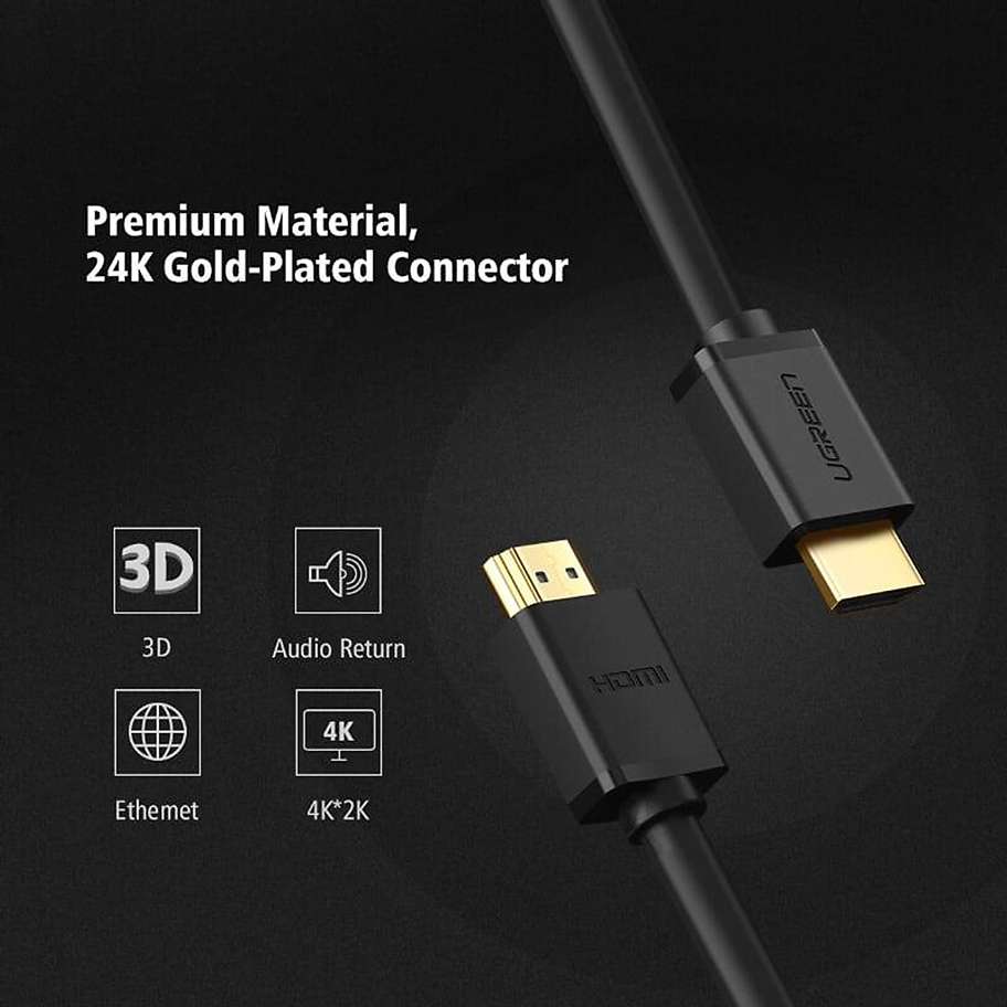 Cáp HDMI 1.4 Ugreen 30115 (Dài 0.5m, Hỗ Trợ 3D, 4K2K)