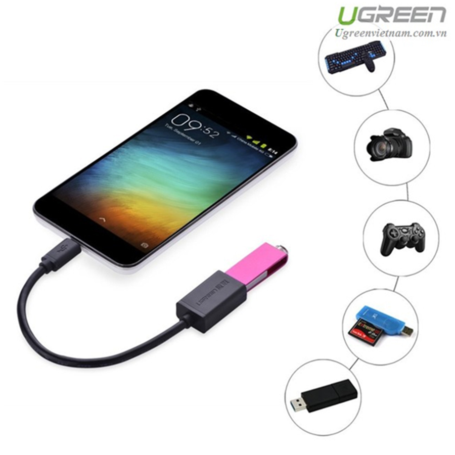 Cáp Micro USB 2.0 OTG Ugreen 10396 (Đen)