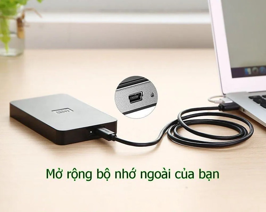 Cáp Mini USB to USB Ugreen 10385 2.0 (Dài 1.5m, Đen)