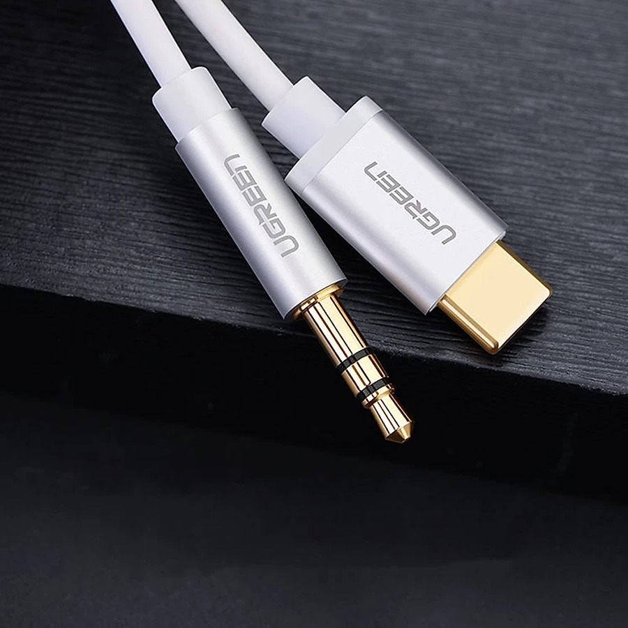 Cáp USB-C to Audio 3.5mm Ugreen 30633 (Dài 1m, Trắng)