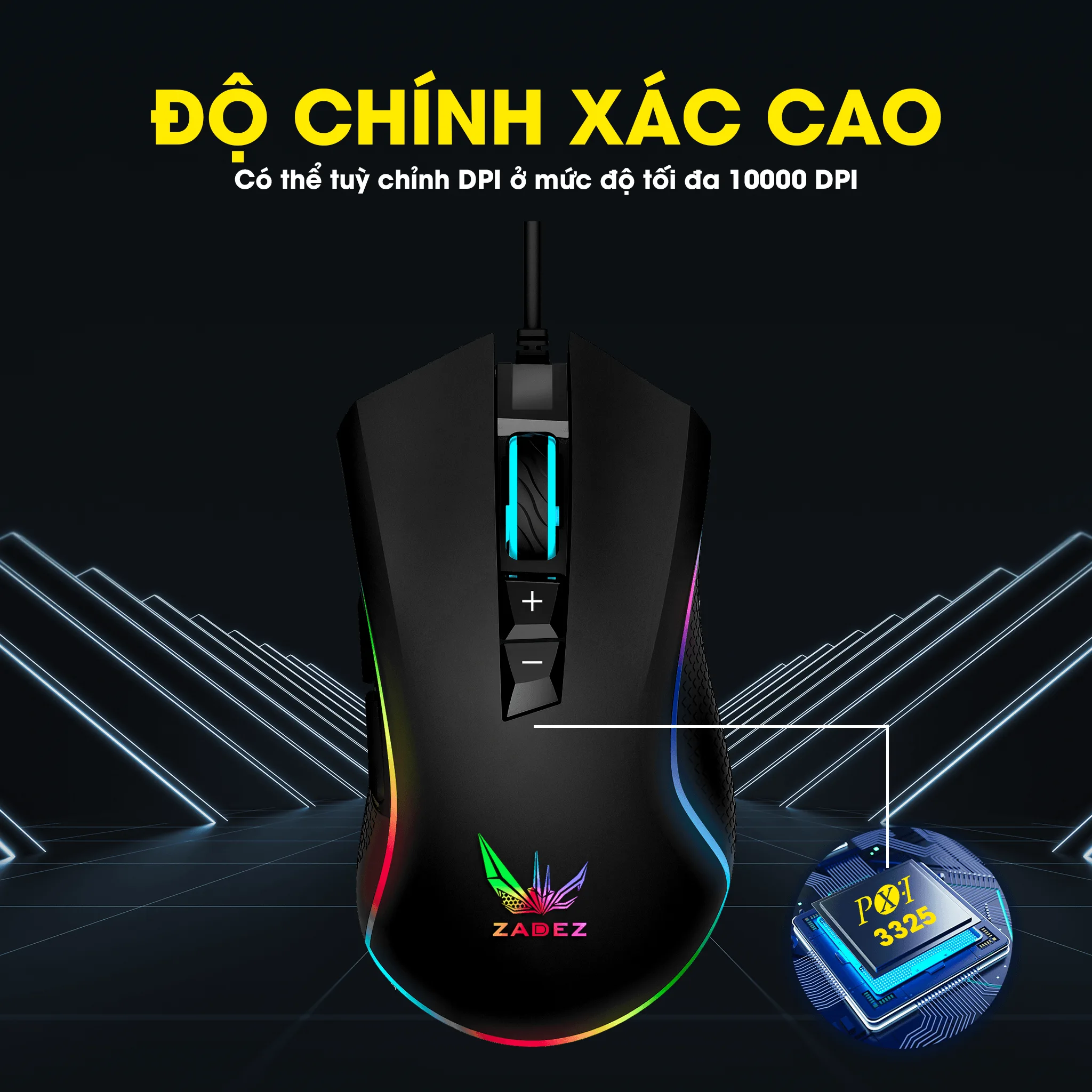 Chuột gaming Zadez GT-615M Đen