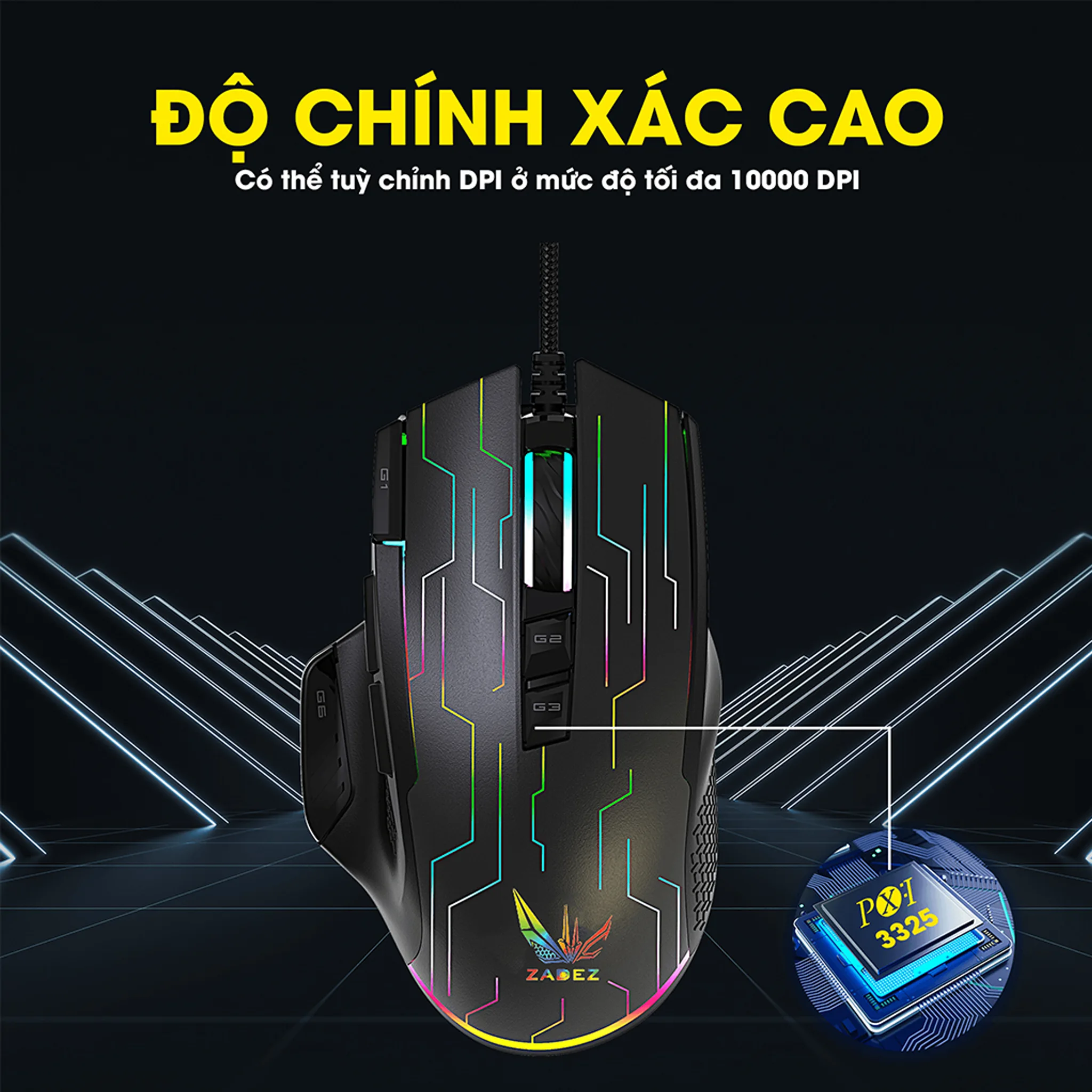 Chuột gaming Zadez GT-616M Đen