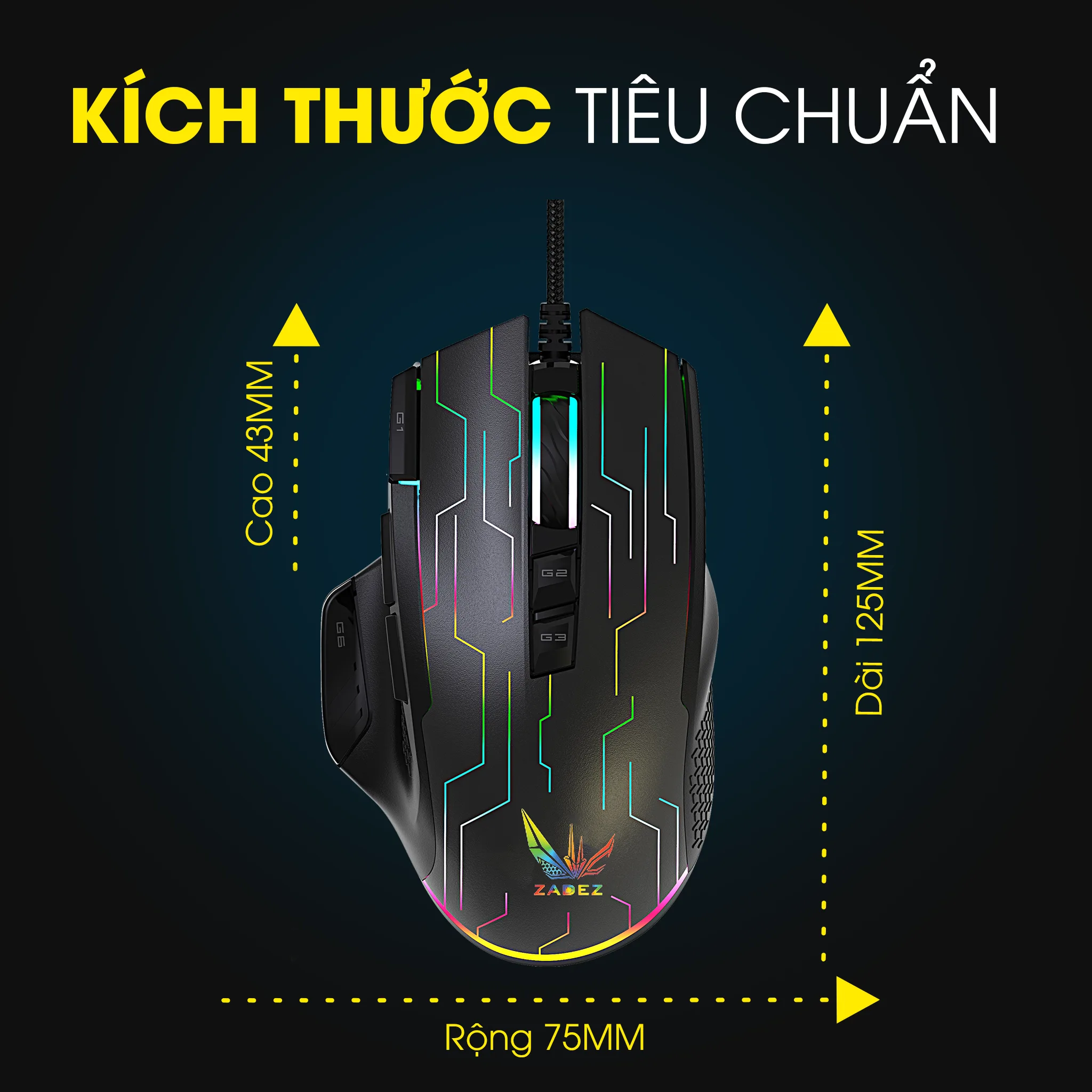 Chuột gaming Zadez GT-616M Đen