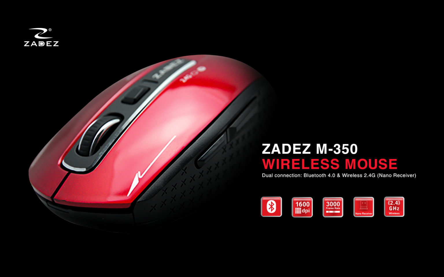 Chuột Không Dây Zadez M-350RD Đỏ