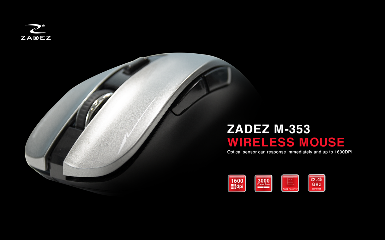Chuột Không Dây Zadez M-353 Xám