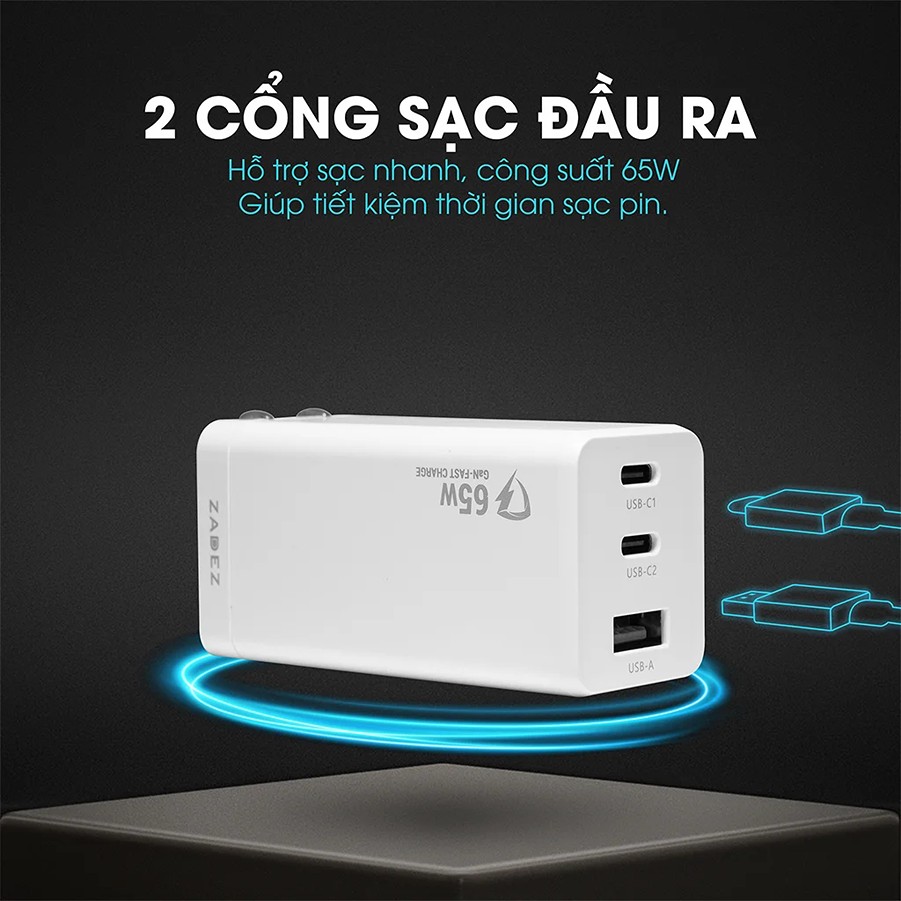 Củ Sạc Nhanh Zadez ZTA-4361 Trắng