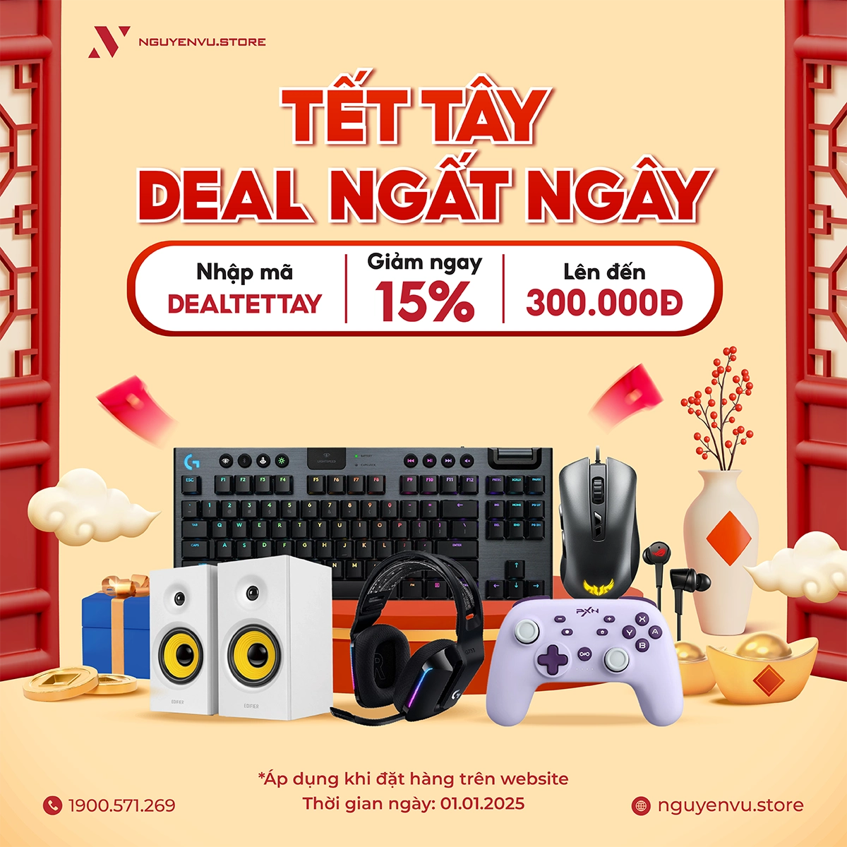 Tết Tây Ưu Đãi Đến 15% Khi Đặt Hàng Tại Website Nguyễn Vũ Store