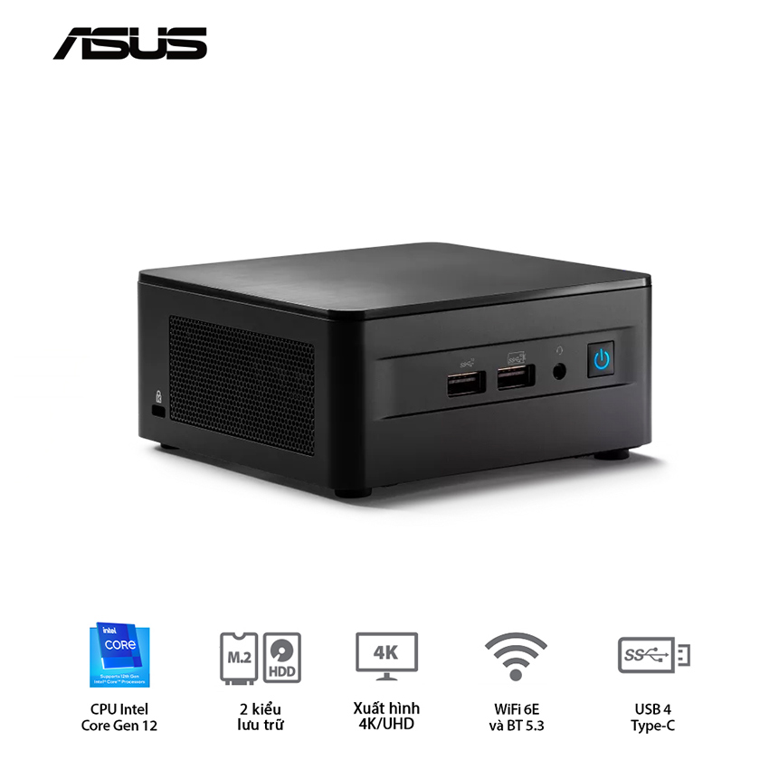 PC Mini ASUS NUC 12 Pro RNUC12WSHi70000 RNUC12WSHI700001I (i7-1260P, Intel Iris Xe Graphics, Wi-Fi 6E AX211, Bluetooth 5.2)