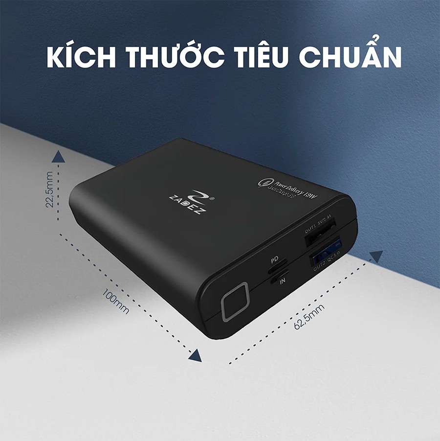 Sạc Dự Phòng Zadez CPM-16PD Đen 