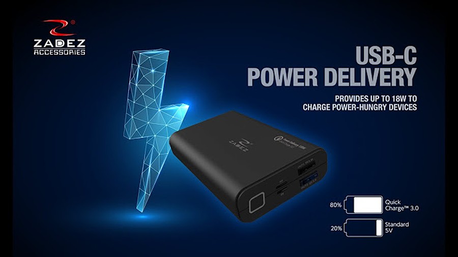 Sạc Dự Phòng Zadez CPM-16PD Đen 