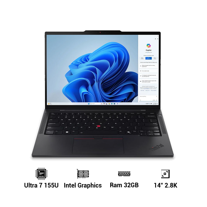 Laptop Lenovo ThinkPad T14s Gen 5 21LS0062VN ( Ultra 7 155U | 32GB RAM | 1TB SSD | Intel Graphics | 14" 2.8K OLED | WIN 11 | Đen)