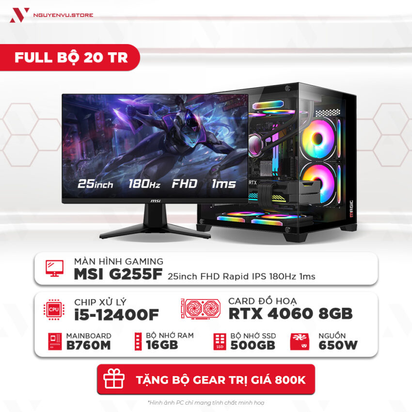 Full bộ PC gaming i5 12400F RTX 4060 chính hãng