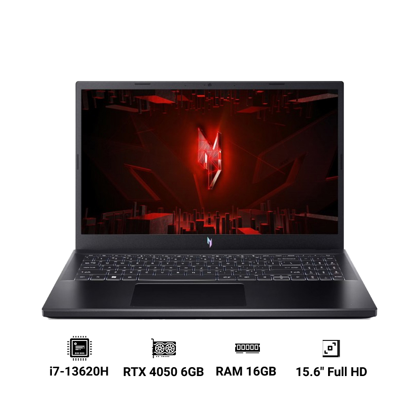 Laptop Acer Gaming Nitro V ANV15-51-76B9 (Intel Core i7-13620H | RTX 4050 6GB | 15.6 inch FHD | 16GB | 512GB | Win 11 | Đen)