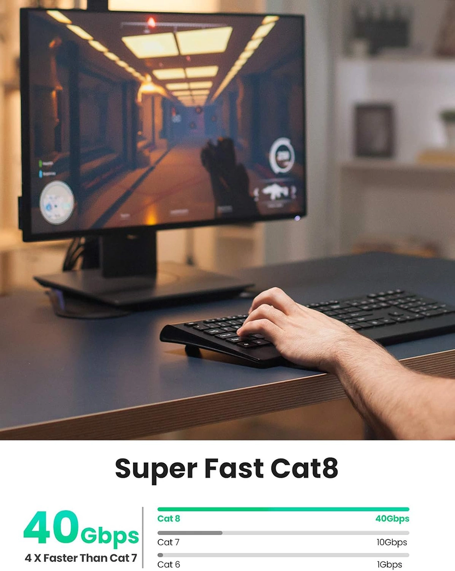 Cáp mạng Ugreen 50178 Cat 8 đúc sẵn 2 đầu U/FTP