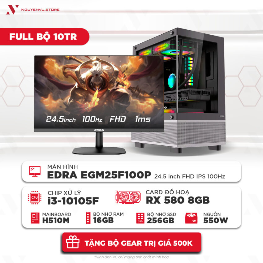 Full bộ PC gaming 10 triệu kèm màn hình