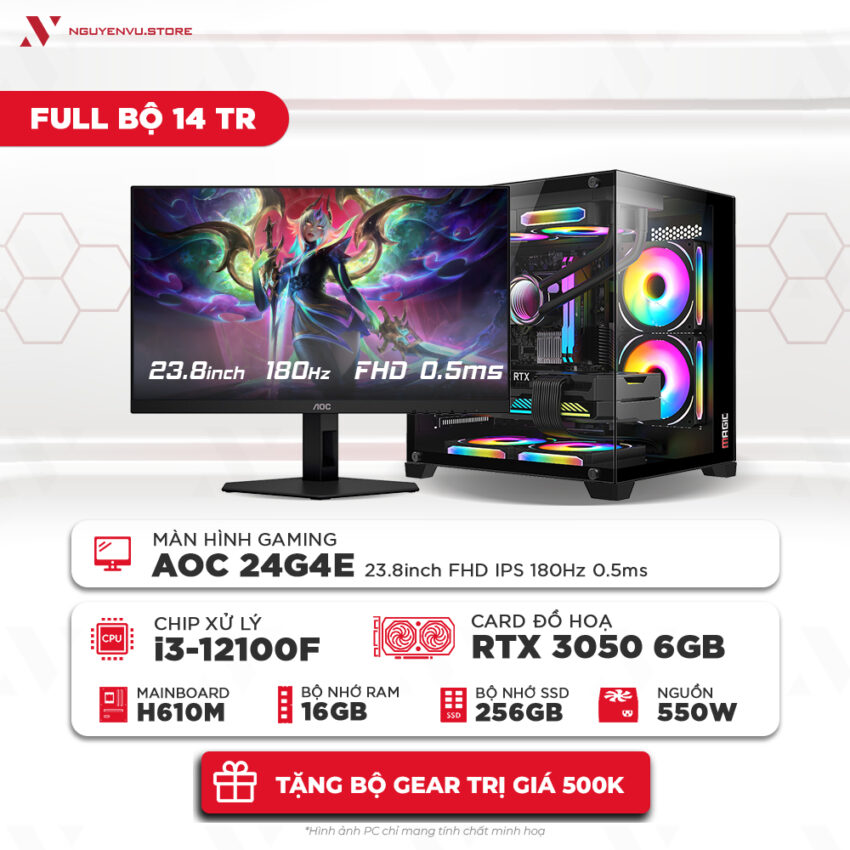 Full bộ PC gaming i3-12100F RTX 3050