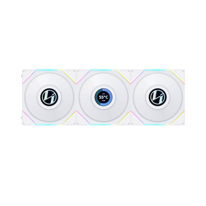 Bộ 3 quạt máy tính LIAN LI TL120 LCD (12TLLCD3W, Trắng)