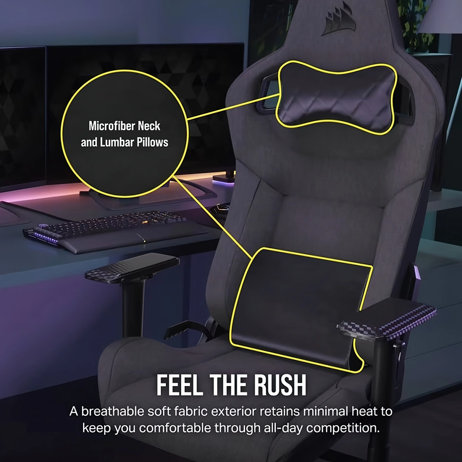Ghế Gaming Corsair T3 RUSH Grey - Charcoal