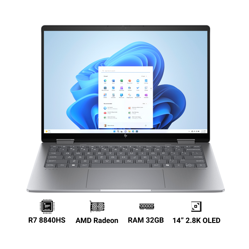 Laptop HP Envy x360 14-fa0093AU AY8U3PA (AMD Ryzen 7 8840HS | 32GB RAM | 512TB SSD | AMD Radeon Graphics | 14" 2.8K OLED | Win 11)