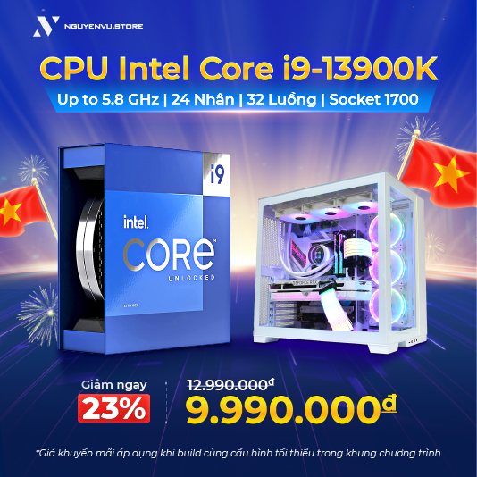 CPU Intel Core i9-13900K (Up to 5.8 GHz | 24 Nhân | 32 Luồng | Socket 1700) (Box chính hãng)