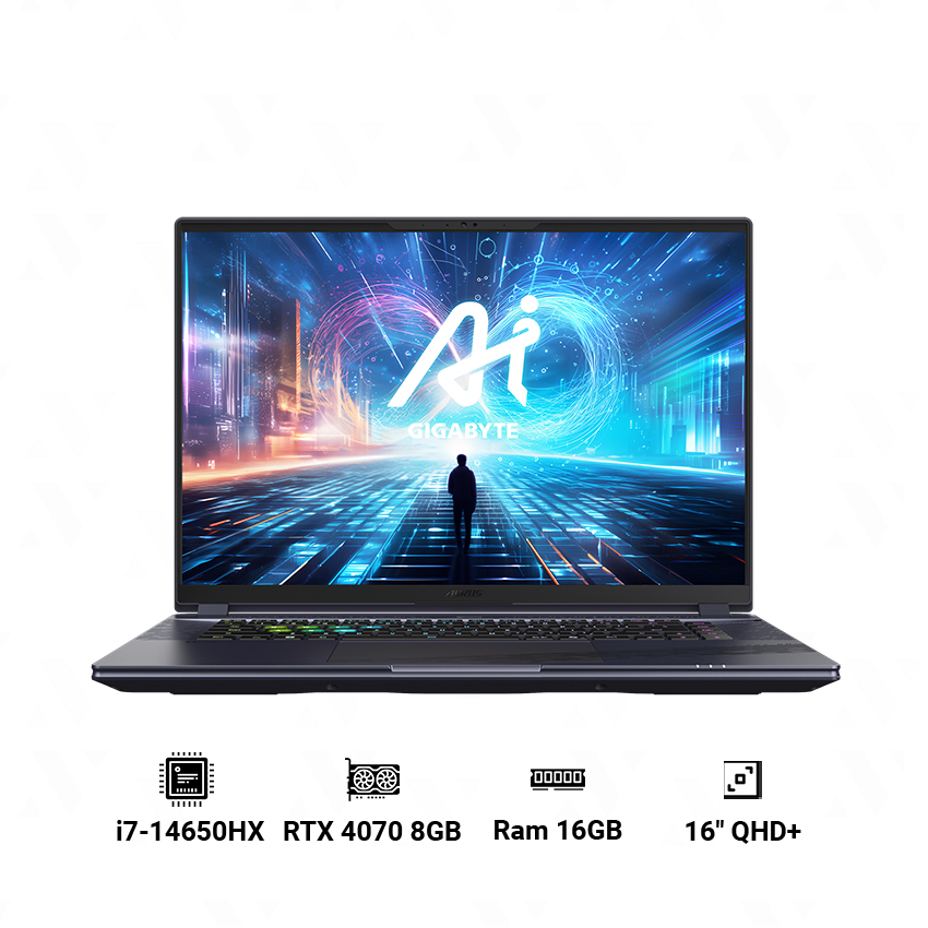 Laptop GIGABYTE AORUS 16X 2024 X6LAG (i7-14650HX | 16GB RAM | 1TBSSD | RTX 4070 8GB | 16" QHD+ 165Hz | Win 11| Xám) (9RX6LASGDDJKXDVN010)
