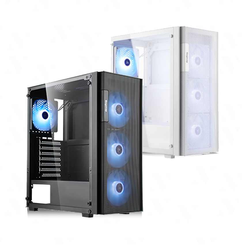 VỎ CASE SEGOTEP AXE5-A (ATX-4 fan RGB, MID TOWER, BLACK / WHITE)