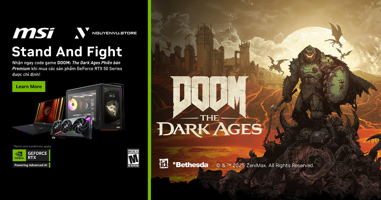Nhận code game DOOM: The Dark Ages khi mua RTX 50 Series