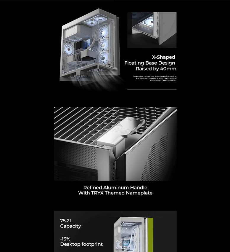 Vỏ Case TRYX LUCA L70 (Mid Tower, Đen Trắng)