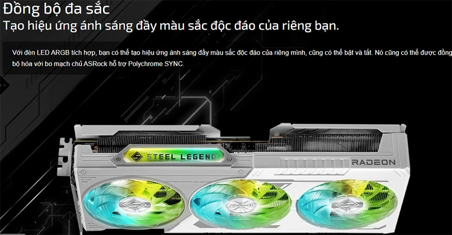 Card màn hình ASRock AMD Radeon RX 9060 XT Steel Legend 8GB OC (RX9060XT SL 8GO)