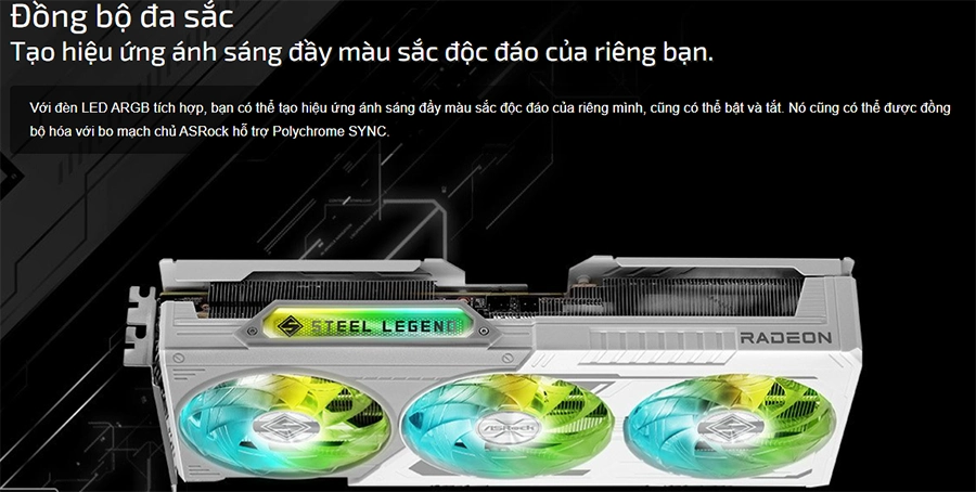 Card màn hình ASRock AMD Radeon RX 9060 XT Steel Legend 16GB OC (RX9060XT SLD 16G)