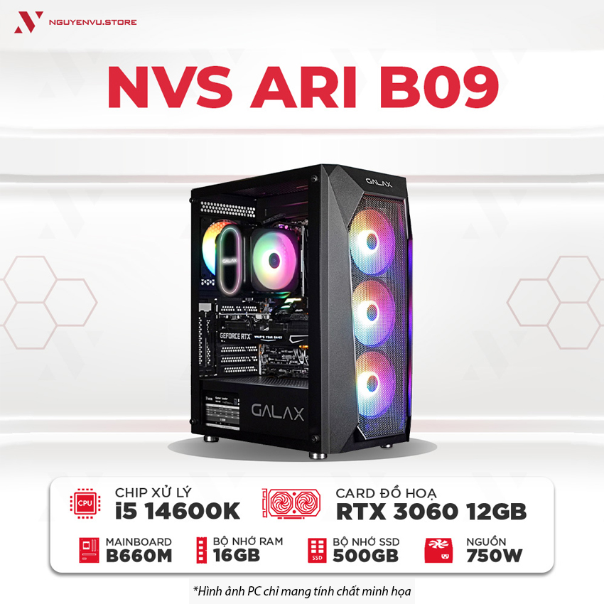 Máy tính PC Gaming NVS ARI B09 i5-14600K RTX 3060 12GB
