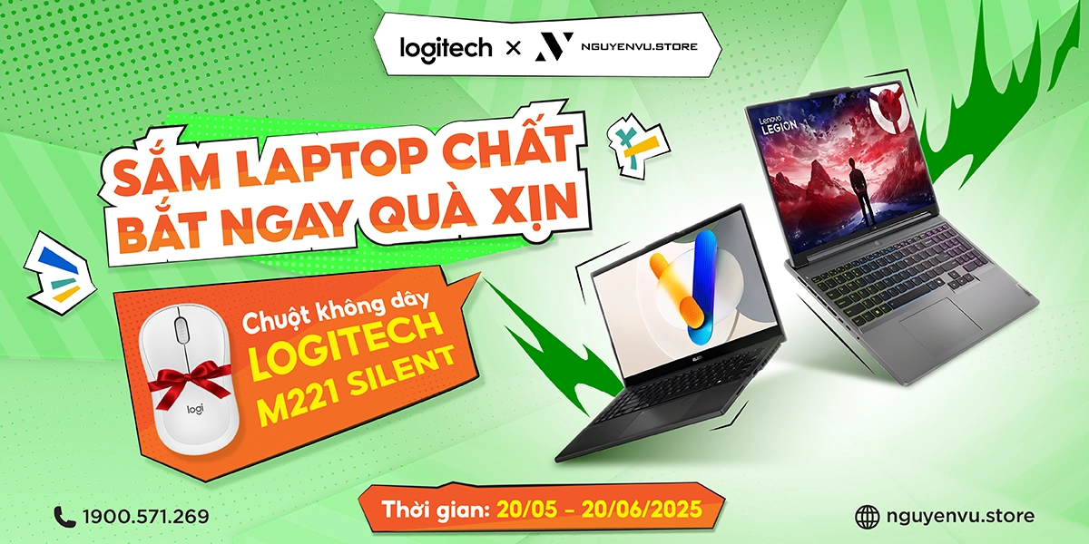 [Logitech X Nguyễn Vũ] Tặng ngay Logitech M221 Silent khi mua laptop bất kỳ