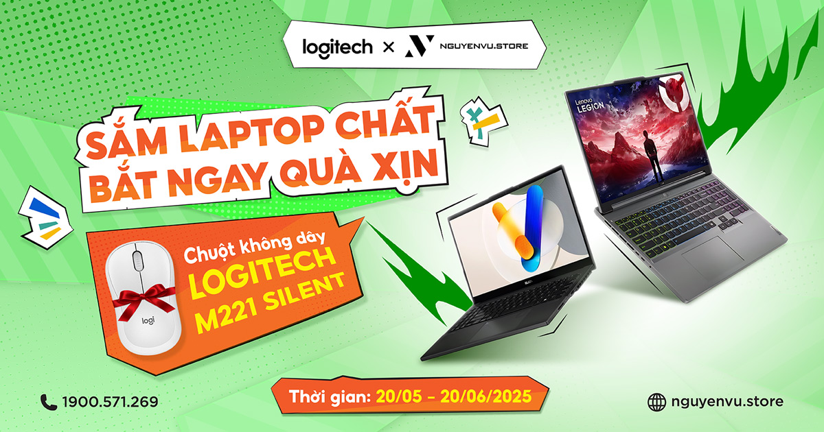 [Logitech X Nguyễn Vũ] Tặng ngay Logitech M221 Silent khi mua laptop bất kỳ