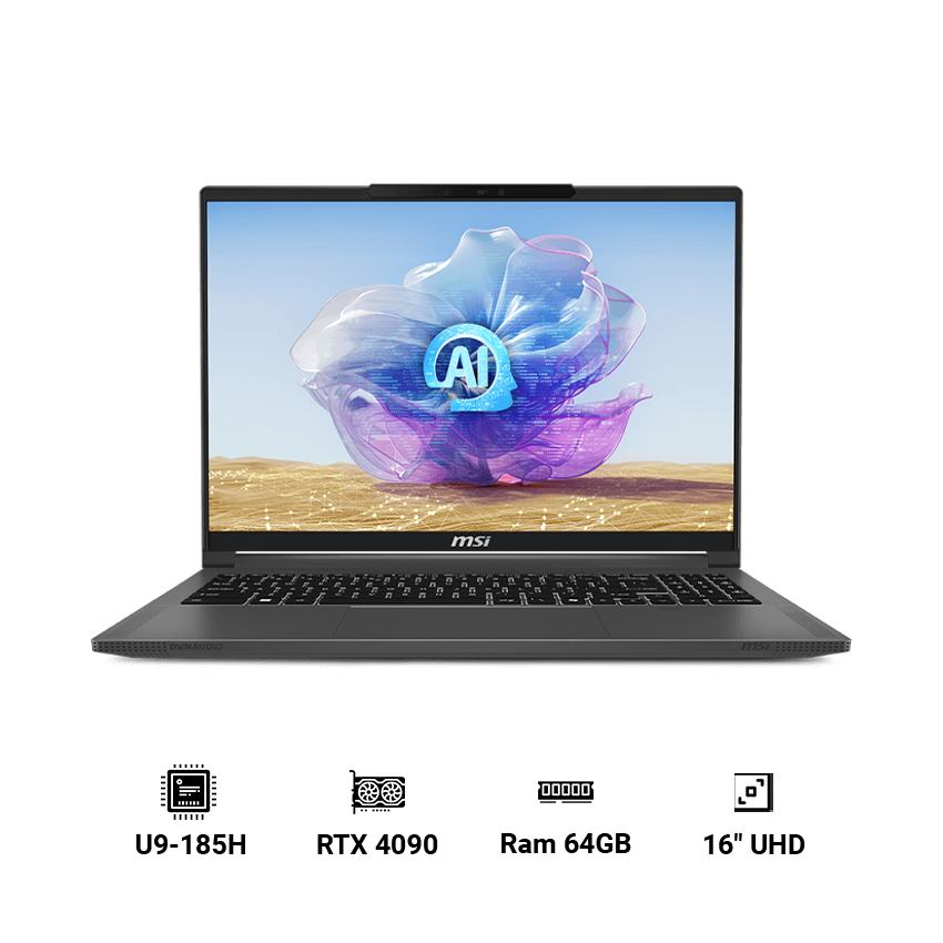 Laptop MSI Creator 16 AI Studio A1VIG-078VN (U9-185H | RAM 64GB | 2TB SSD | RTX 4090 16GB | 16" UHD+ 4K Mini-LED | Win 11)