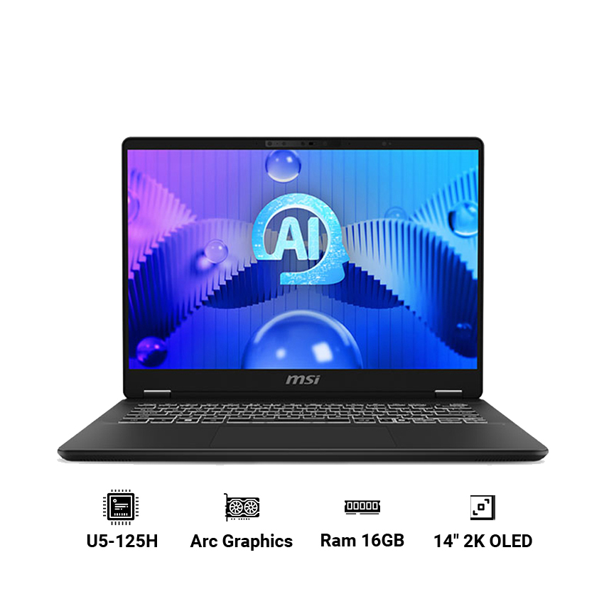 Laptop MSI Prestige 14 AI Evo C1MG-081VN (Ultra 5-125H | 16GB | 512GB | Intel Arc Graphics | 14 inch 2.8K OLED | Win 11 | Xám)