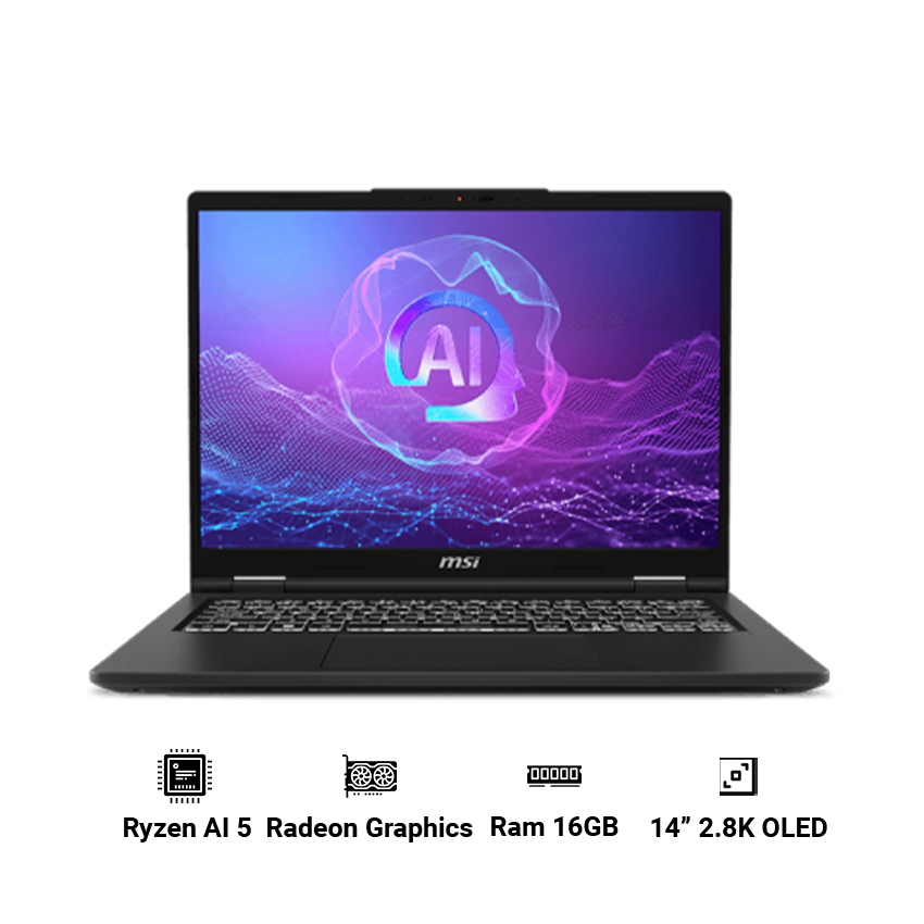 Laptop MSI Venture A14 AI+ A3HMG-004VN (Ryzen AI 5 340 | 16GB | 512GB | AMD Radeon Graphics | 14" 2.8K OLED | Win 11)