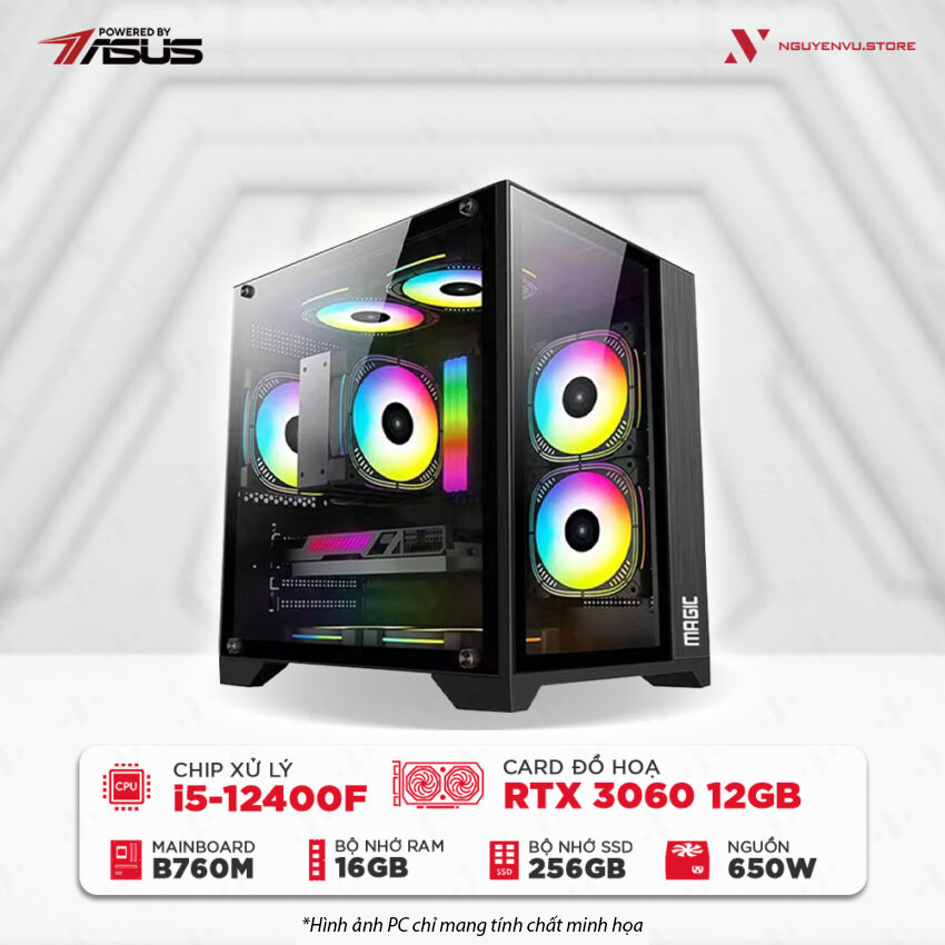 Máy tính chơi game NVS Intel i5-12400F RTX 3060 12GB Powered by ASUS
