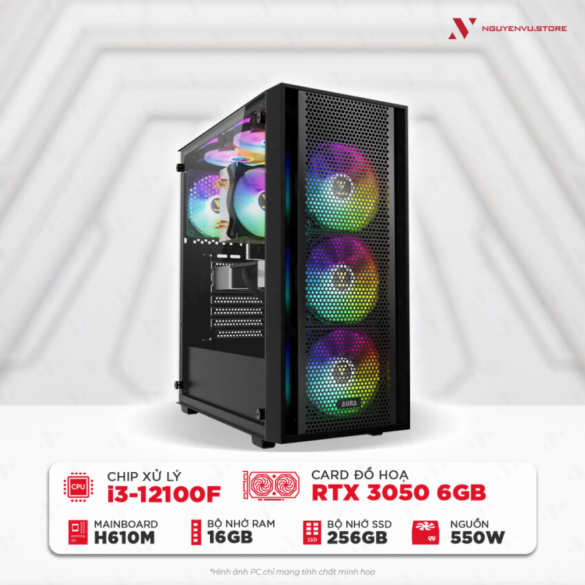 Máy tính PC Gaming NVS Intel i3-12100F RTX 3050 6GB
