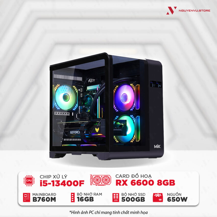 Máy tính PC Gaming NVS i5-13400F RX 6600 8GB