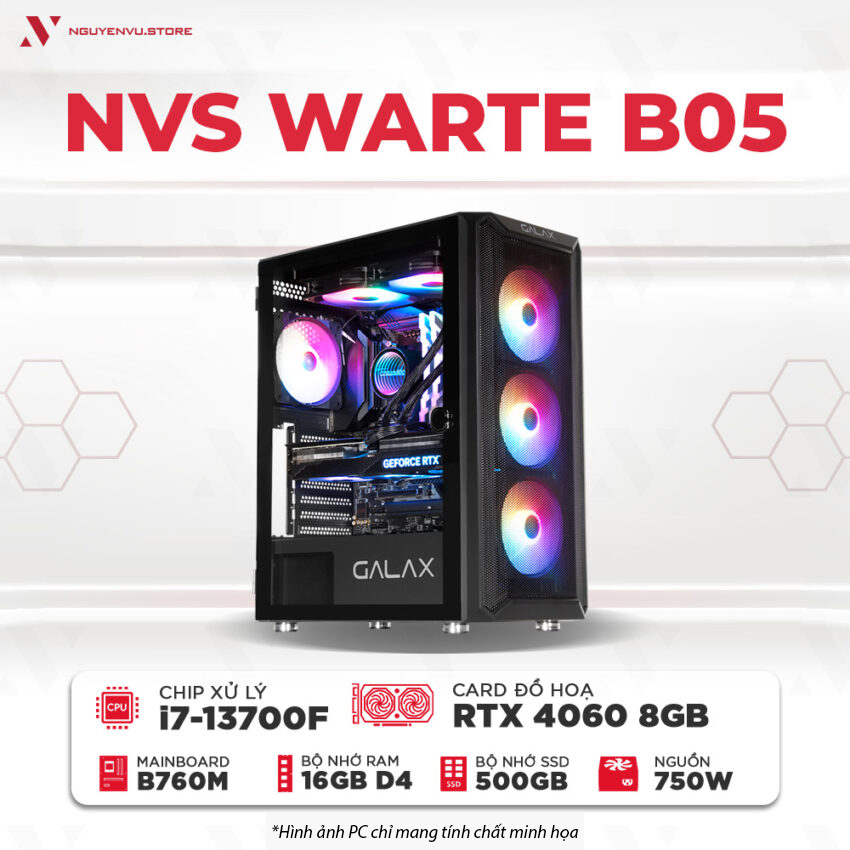 Máy tính PC Gaming NVS WARTE B05 i7-13700F RTX 4060 8GB