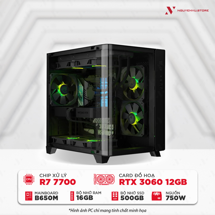 Máy tính PC Gaming NVS AMD RYZEN 7 7700 RTX 3060 12GB