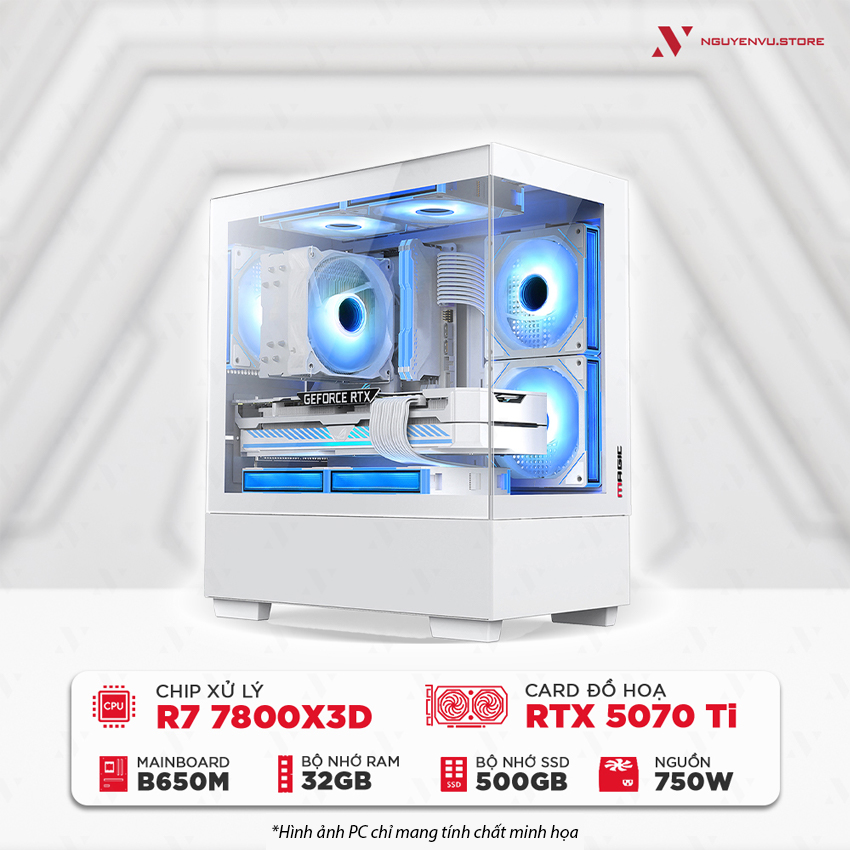 Máy tính PC Gaming NVS AMD RYZEN 7 7800X3D - RTX 5070 Ti 16GB