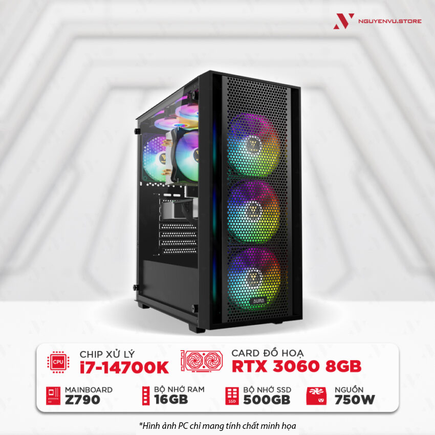 Máy tính PC Gaming NVS Intel i7-14700K RTX 3060 8GB