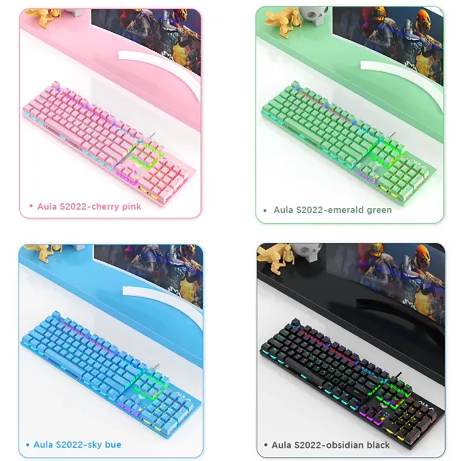 Bàn phím cơ gaming AULA S2022 (Blue switch, USB, LED Rainbow)