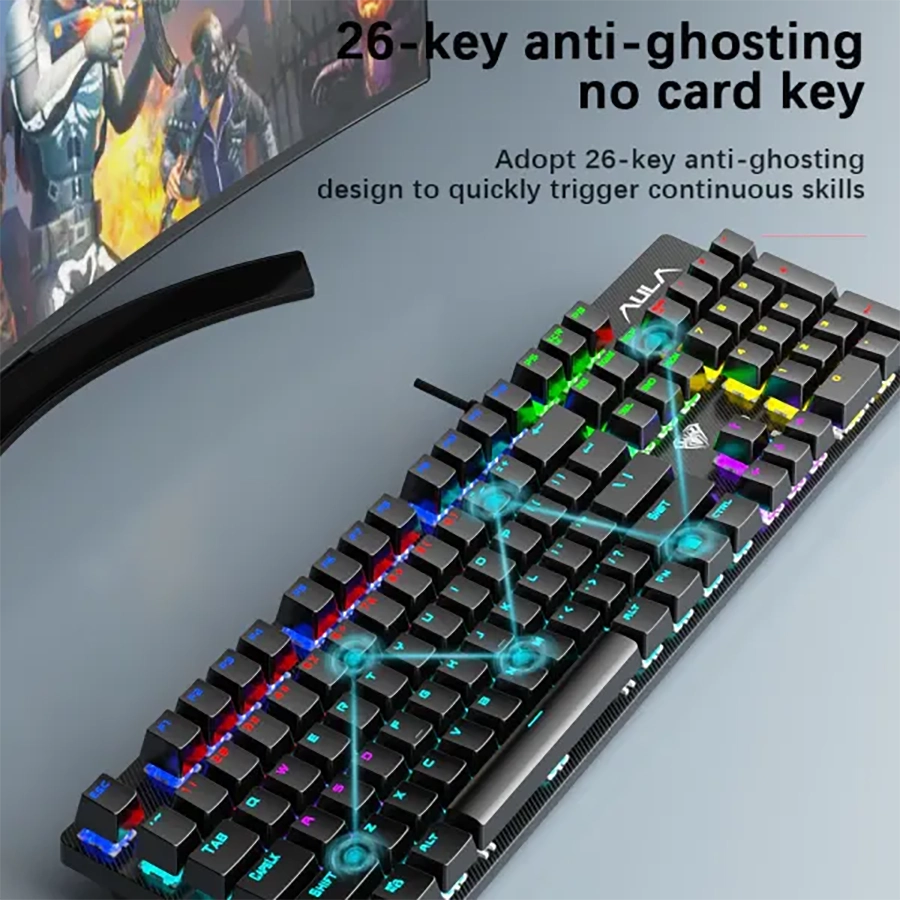 Bàn phím cơ gaming AULA S2022 (Blue switch, USB, LED Rainbow)